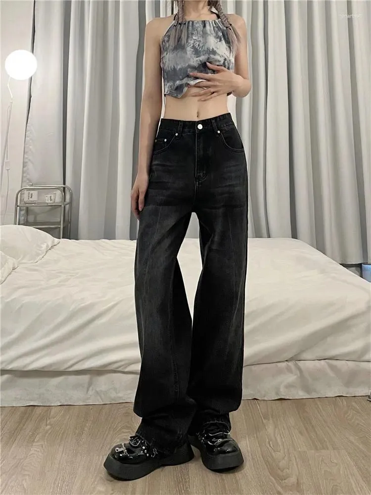 Vintage 90s Straight Jeans For Women Autumn Blue Grind Denim Wide Leg  Trouser Jeans With Loose Fit Holgados Mujer From Ronartest, $50.5