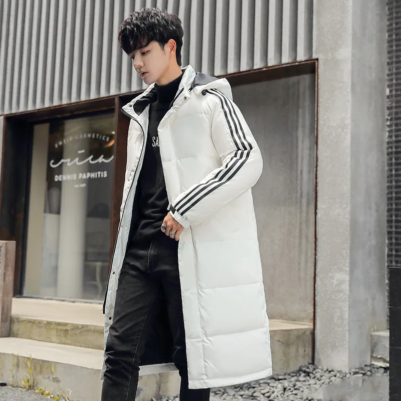 Winter new down jacket men's long knee length Chinese opera school uniform studio team uniform thickened warm jacket