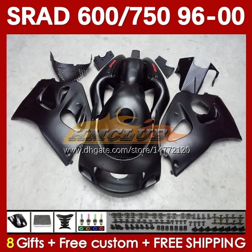 Body Kit For SUZUKI SRAD GSXR 750 600 CC GSXR600 GSXR750 1996-2000 168No.57 GSX-R750 GSXR-600 1996 1997 1998 1999 2000 600CC 750CC 96 97 98 99 00 MOTO Fairing flat black