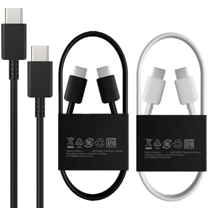 USB C till typ C -kabel 100 cm snabb laddningssladd för Samsung Galaxy S21 S20 Ultra Note 20 10 A50 A70 A80 Laddare TIPE C Trådladdningskabel