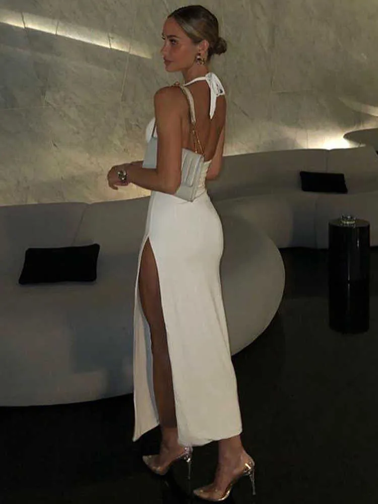 Halter Backless Prom Dress: Elegant White Bodycon... From Mengqiqi04,  $24.61 In Bulk | DHgate.Com