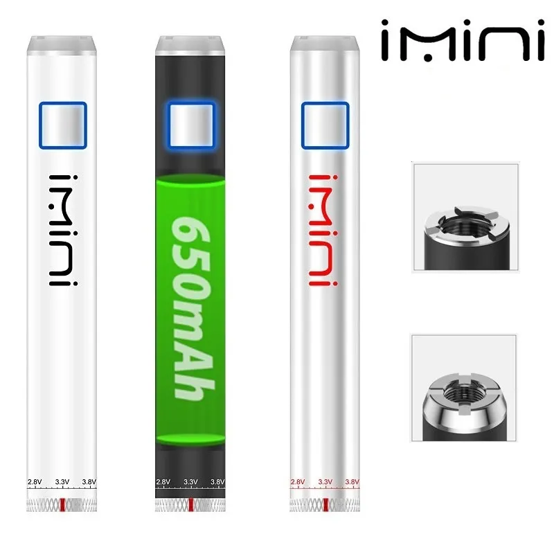 Zestaw akumulatorowy Imini C10 Slim Pen 510 Gwint Baterie VV 650 mAH wstępne zabawy dla wózków oleju odsuń z dolną ładowarką USB Podgrzewanie Vape Akumulatoryjne