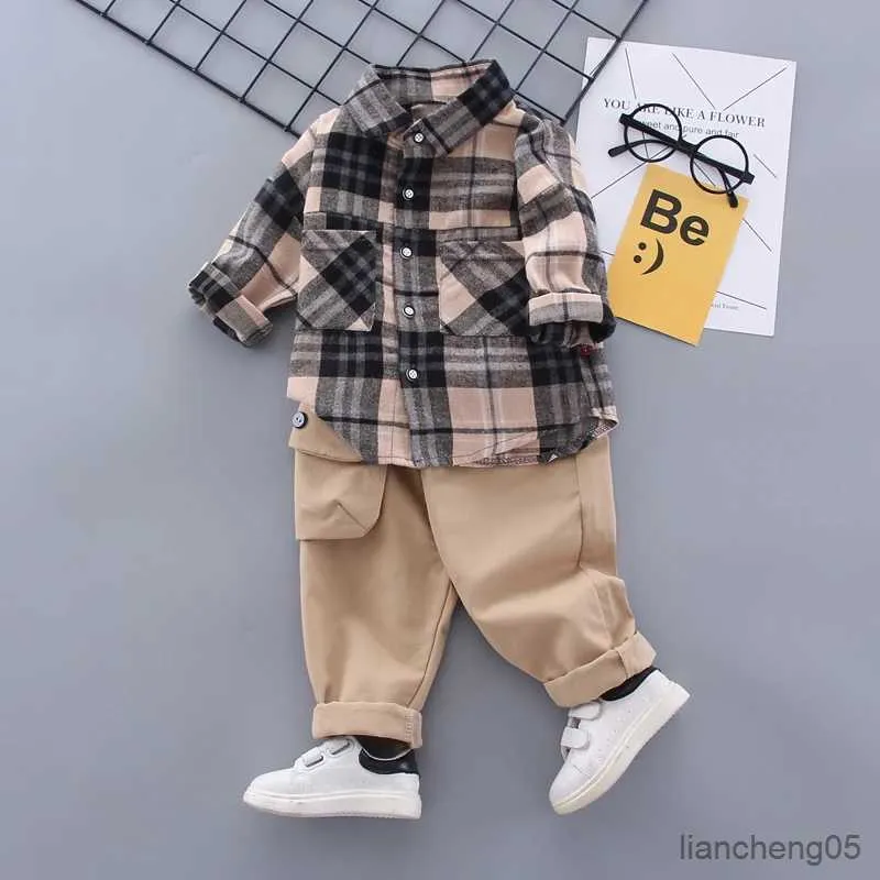 Set di abbigliamento Autunno Primavera Neonato Moda Abbigliamento formale Set Abiti per bambini Set Camicia Pantaloni 2 pacchi/set Set di vestiti per bambini Anni