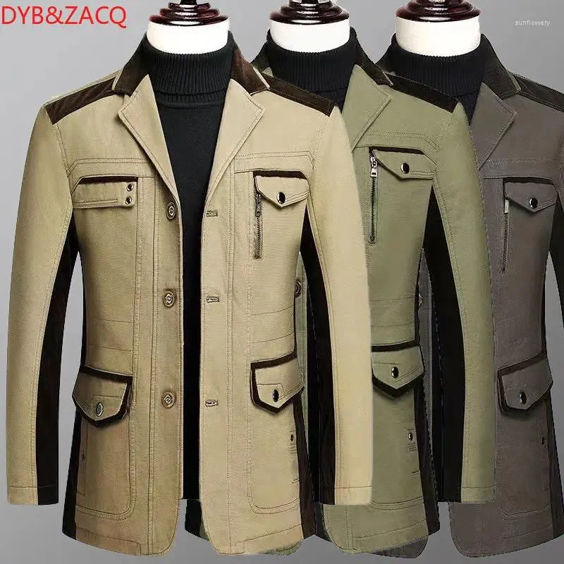 Men's Suits 2023 Spring And Autumn Jacket Outside Cotton Business Suit Collar Coat Middle-aged Leisure