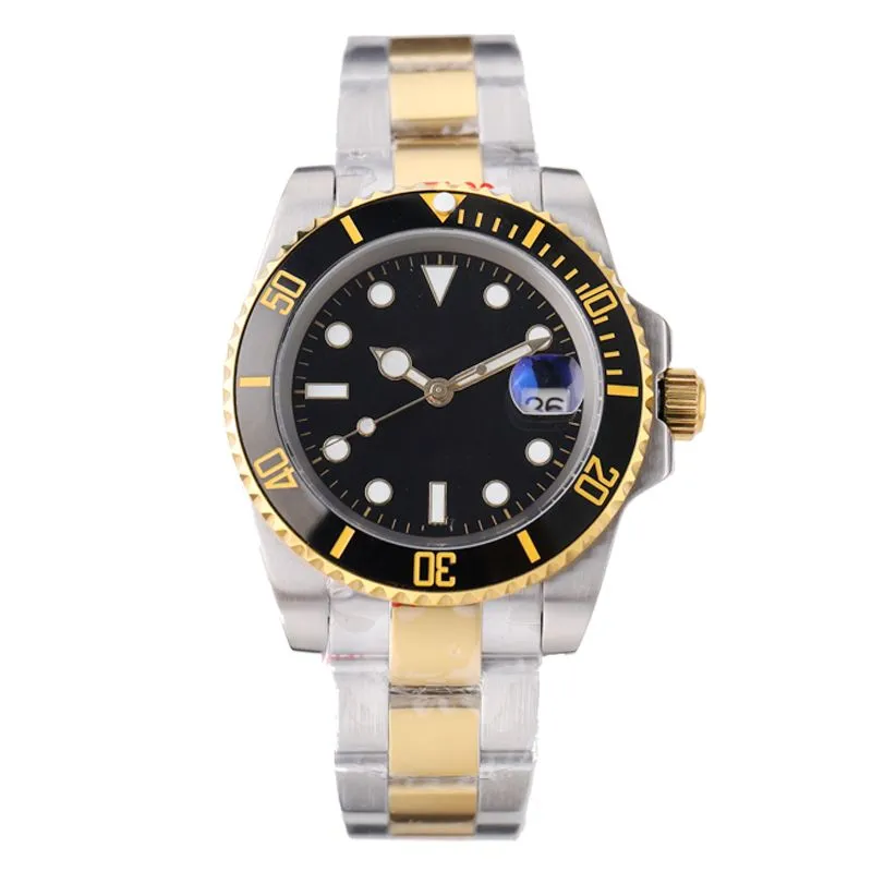 Nya svarta guldklockor Lysande safir 2813 Rörelse Titta på Automatiska mekaniska klockor 40mm All rostfritt stål Business Wristwatch Montre armbandsur