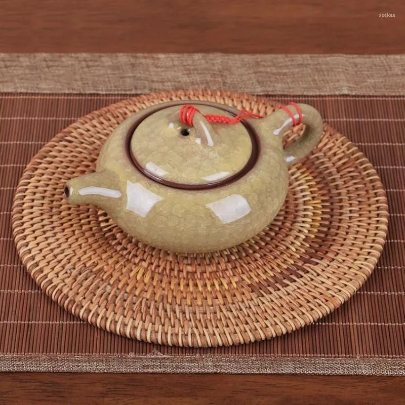 Bord Mattor 6 Storlek Rattan Weave Cup Mat Set Drink Coasters Round Pot Pad Dish Porta Copos Placemat Hemdekoration Isolering handgjorda