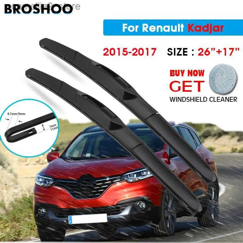 Limpiaparabrisas Escobilla De Limpiaparabrisas Para Renault Kadjar 26"+17" 2015-2017 Limpiaparabrisas Automático Escobillas Lavado De Ventana Ajuste Brazos Con Gancho En U Q231107