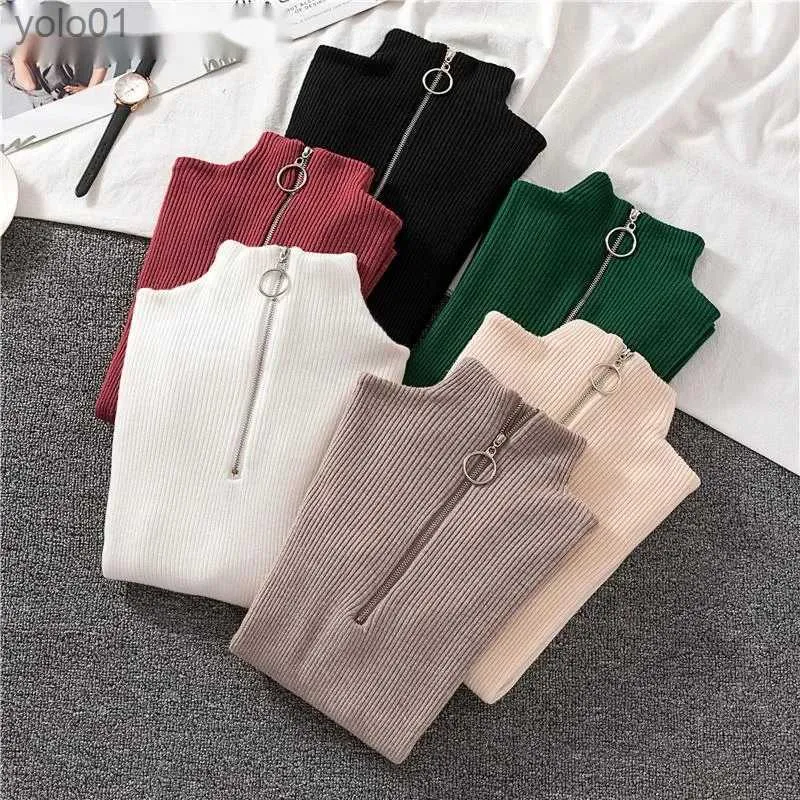 Women's Sweaters Sexy Turtleneck Sweater Women 2022 Autumn Winter Clothes Sueter jer Zip Christmas Sweaters Pink Fashion Pullovers LadiesL231107