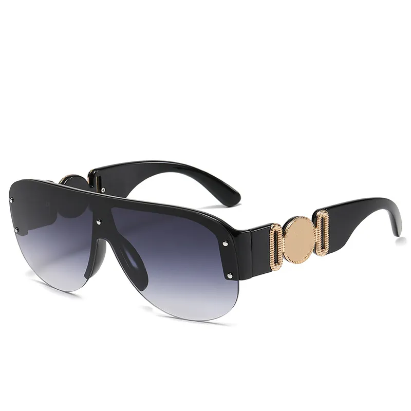 Top luxury Summer Sunglasses Man Woman Unisex 4391 Sunglasses Men's Black/Gold/Dark Grey Lenses Shield 48mm with box