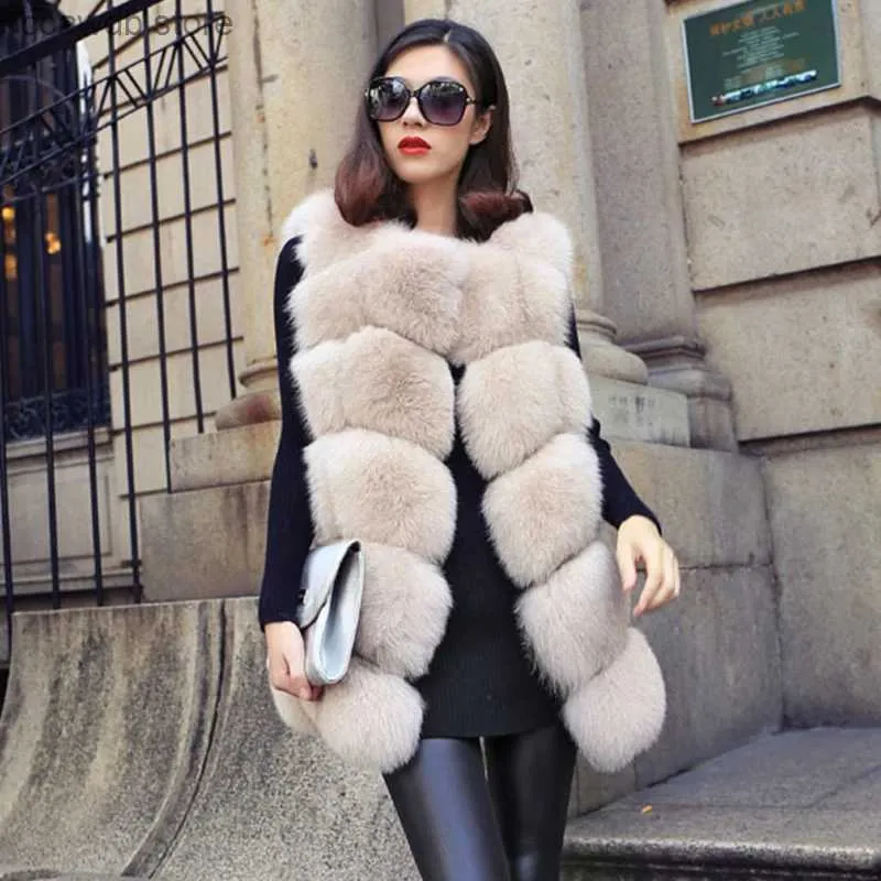 Women's Fur Fausse Fourrure HJQJLJLS 2021 hiver nouvelles femmes longue chaude fausse fourrure gilet femme moelleux manteau de fourrure artificielle femme fausse fourrure sans manches veste T231107