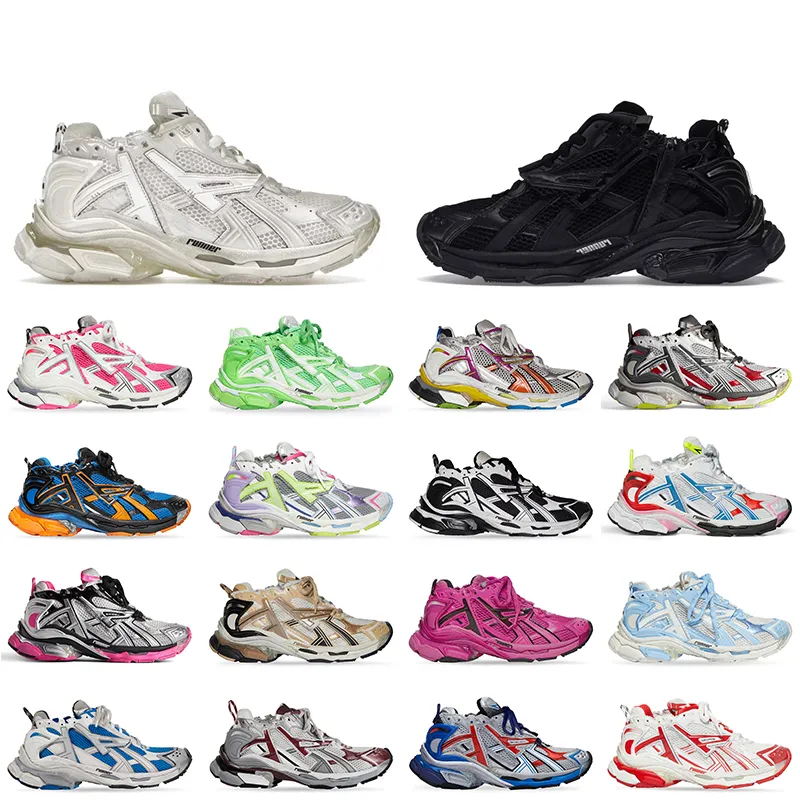 Track Runners 7.0 Designer Casual schoenen Wit Zwart Roze Schuimplatform Tracks Sneakers Runner 7 Leer Nylon Mesh Graffiti Heren Dames plate-forme platte sneakers