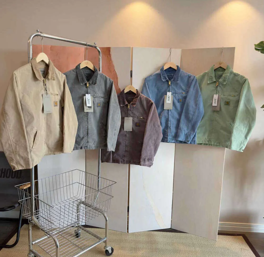 2023 Kurtki męskie ubrania robocze marka mody Carhart Canvas Washable Wax Dyed Detroit Jacket Coat American Style Worwear Etykieta Los Lose Design YY5532