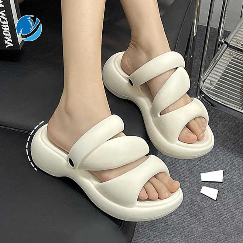 Sandals Mo Dou Women's Sandals EVA Thick Soft Sole Home Slippers Non-slip Solid Beach Shoes Concise Korean Style Cozy Fashion Slides Y2304
