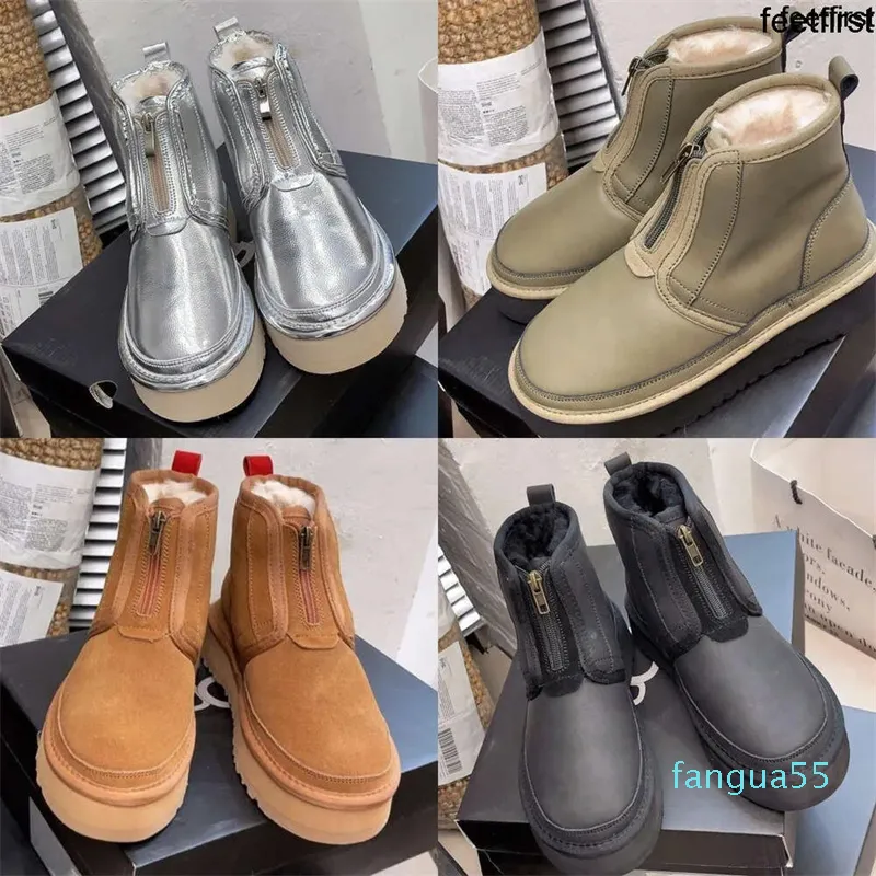 2023-Neumel winterlaars Zip Klassieke Mini Enkel Snowboots schapenvacht shearling pluche pluizige Dealworld Vrouwen Tazz Tasman Winter Bont Booties Schoenen