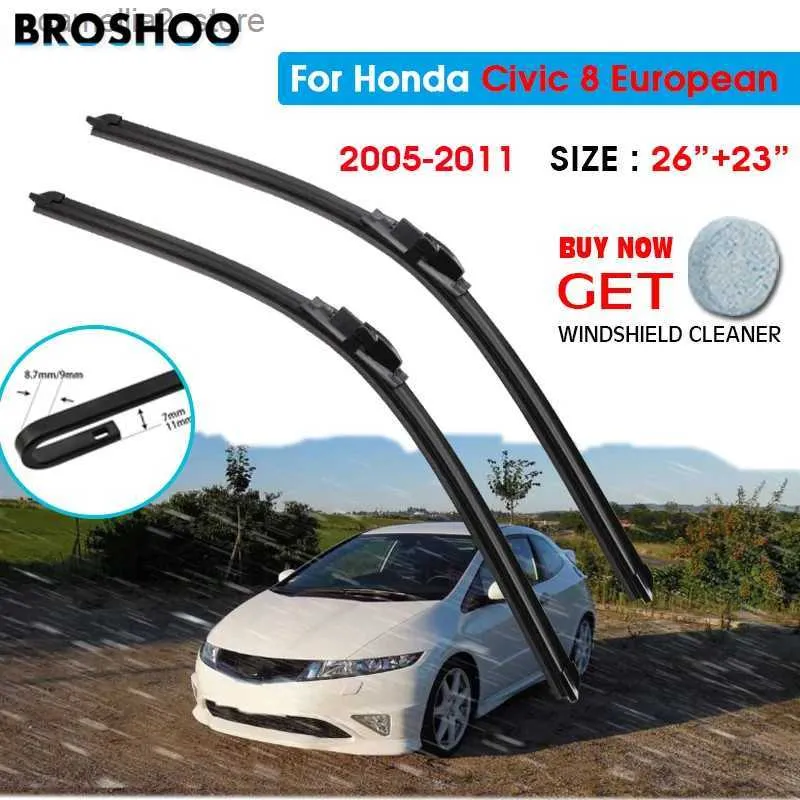 Ruitenwissers Auto Wisser Voor Honda Civic 8 Europese 26 "+ 23" 2005-2011 Auto Voorruit ruitenwissers Blades Window Wash Fit U Haak Arm Q231107