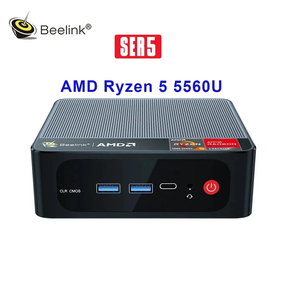 Beelink SER5 Pro AMD Ryzen 5 5560U Mini PC Windows 11 Pro DDR4 16 go 500 go/1 to NVME SSD Wifi 6 BT5.2 ordinateur de jeu de bureau