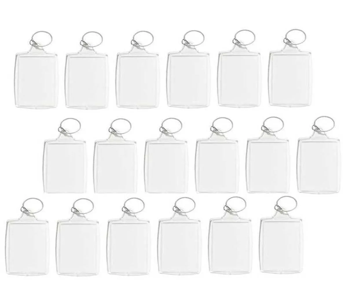 100st PO Keychain Rectangle Transparent Blank Acrylic Insert PO Picture Frame Keyring Key Holder DIY Split Ring H09152898229