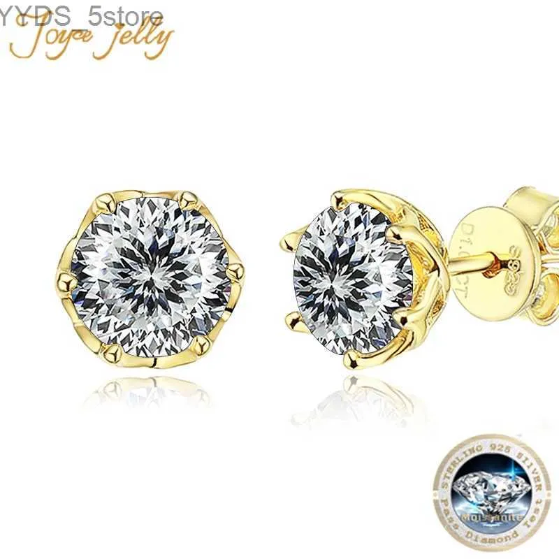 Stud JoyceJelly 1CT 2CT VVS D Color Russian Cut Moissanite Diamond Stud Earrings S925 Sterling Silver Plated 18k Gold Color Ear Studs YQ231107