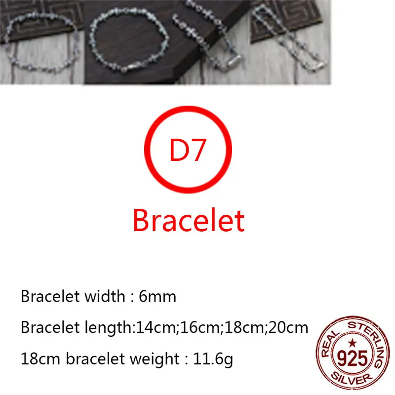 D7 S925 Sterling Silver Bracelet Hip Hop Street Fashion Couple Jewelry Personalized Punk Style Retro Cross Flower Style Gift for Lovers