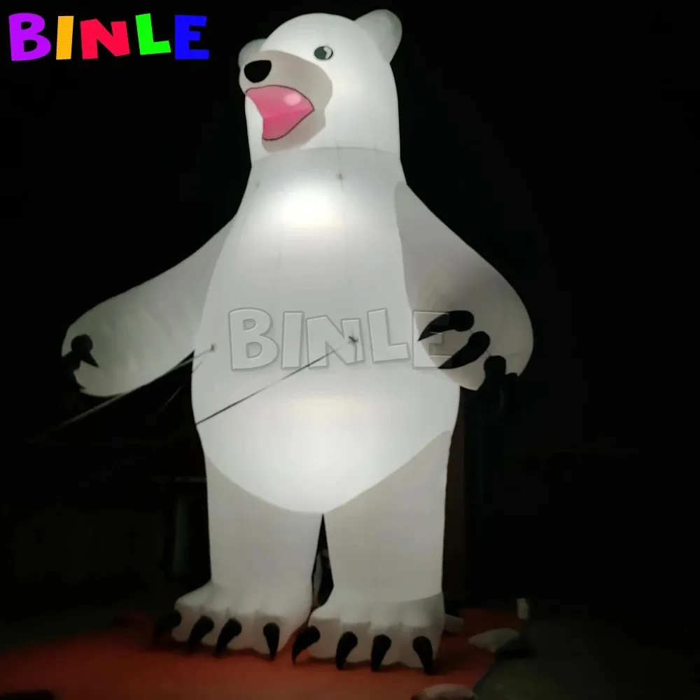 Christmas White  Inflatable Polar Bear With Led Lighting Factory Price Air Inflatable Bear Mascot For Yard Decoration