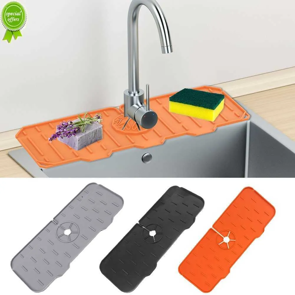 New Kitchen Silicone Faucet Mat Flower Sink Splash Pad Drain Pad Bathroom Countertop Protector Quick Dry Tray