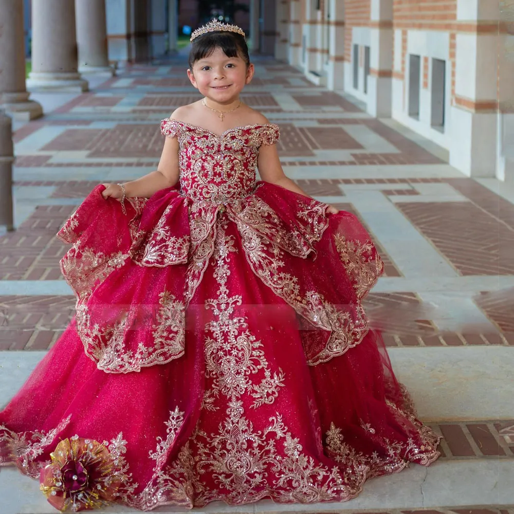 Princess Dark Red Velvet Ball Gown Flower Girl Dress With Short Puffy  Sleeves Perfect For Weddings, Birthdays, And Special Occasions At An  Affordable Price From Weddingpalacedress, $83.43 | DHgate.Com