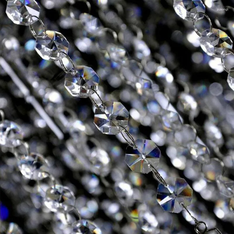 Ljuskrona kristall 100 cm glasprismor 14mm åttkantpärlor kedjedelar belysning tillbehör Garlandsträngsgardinbröllop