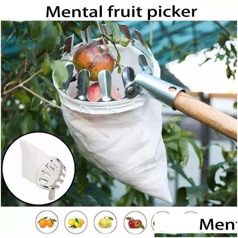 Andere tuinbenodigdheden metalen fruit picker Orchard Gardening Apple Peach High Tree Picking Tools Catcher Collector S Dhugf