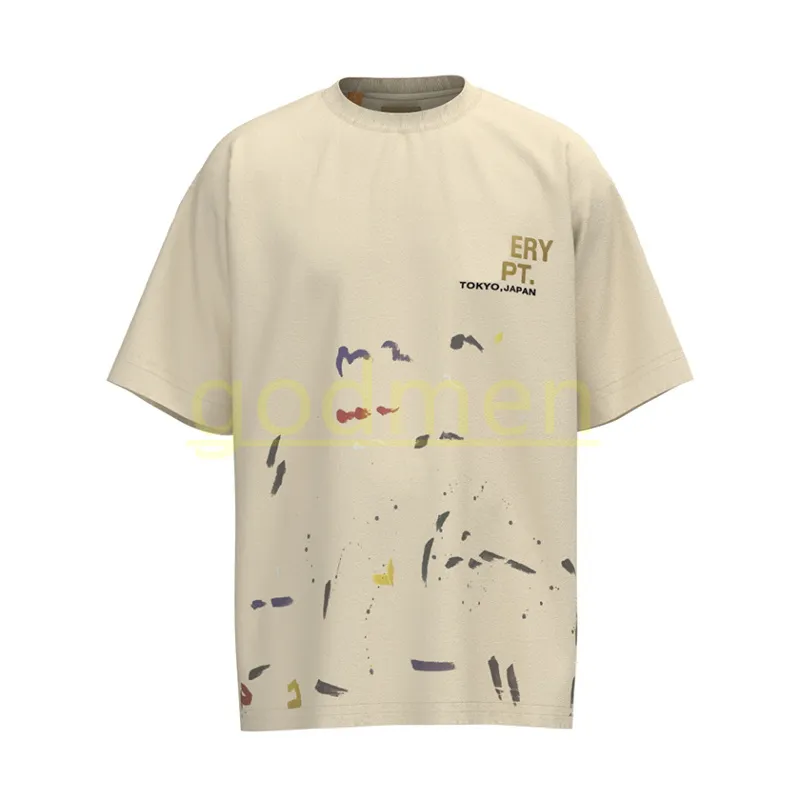 Erkek tasarımcı tişörtlü kadın el boyaması grafiti baskı gömlek çiftleri giyim sokak şort kol kıyafetleri s-x