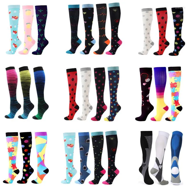 Chaussettes de sport Multi Paires Compression Anti Fatigue Athlétique Cossfit Récupération Bas D'allaitement Ajustement Œdème Diabète Varices