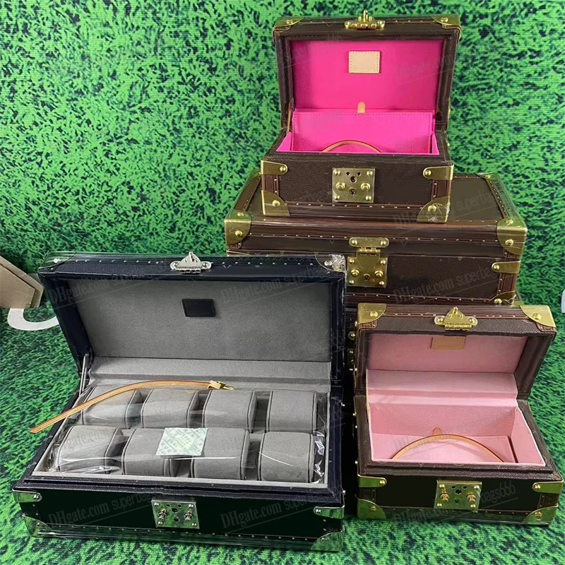 Coffret Polyvalent Cosmetic Case Box Box 디자이너 가방 볼트 가죽 시계 박스 Mens 시계 주최자 보석 저장 상자 패션 여성 반지 트레이 케이스