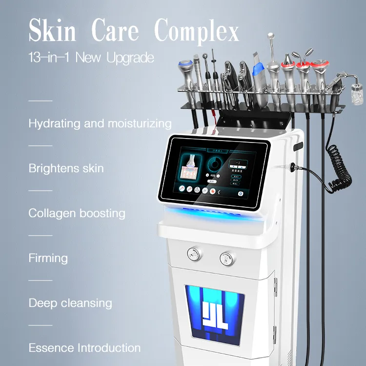 Oxygen Hydrogen Jet Bubble Cleaning 13 in 1 Hidrofacial Dermabrasion Skin Smooth Face Firm Ice Hammer Pore Shrink Skin Calm Ion Wrinkle Acne Dispel Machine