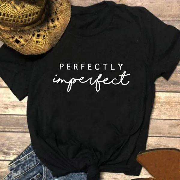 Damestanks Camis perfect imperfect bedrukte zomer t-shirt vrouwen o-neck katoenen korte mouw grappige t-shirts losse tee femme t-shirtvrouwen