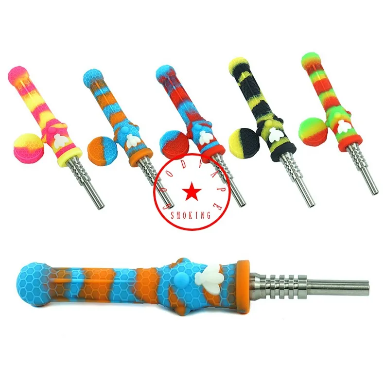 Dernières tuyaux de filtre à fumer en silicone coloré guêpe brillent dans le style sombre barboteur de pipe à eau portable 14MM clous mâles pointe paille pipe à main porte-cigarette DHL