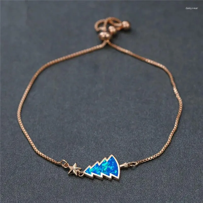 Link pulseiras bonito estrelas árvore de natal pulseira azul fogo opala pedra rosa ouro prata cor corrente para mulher