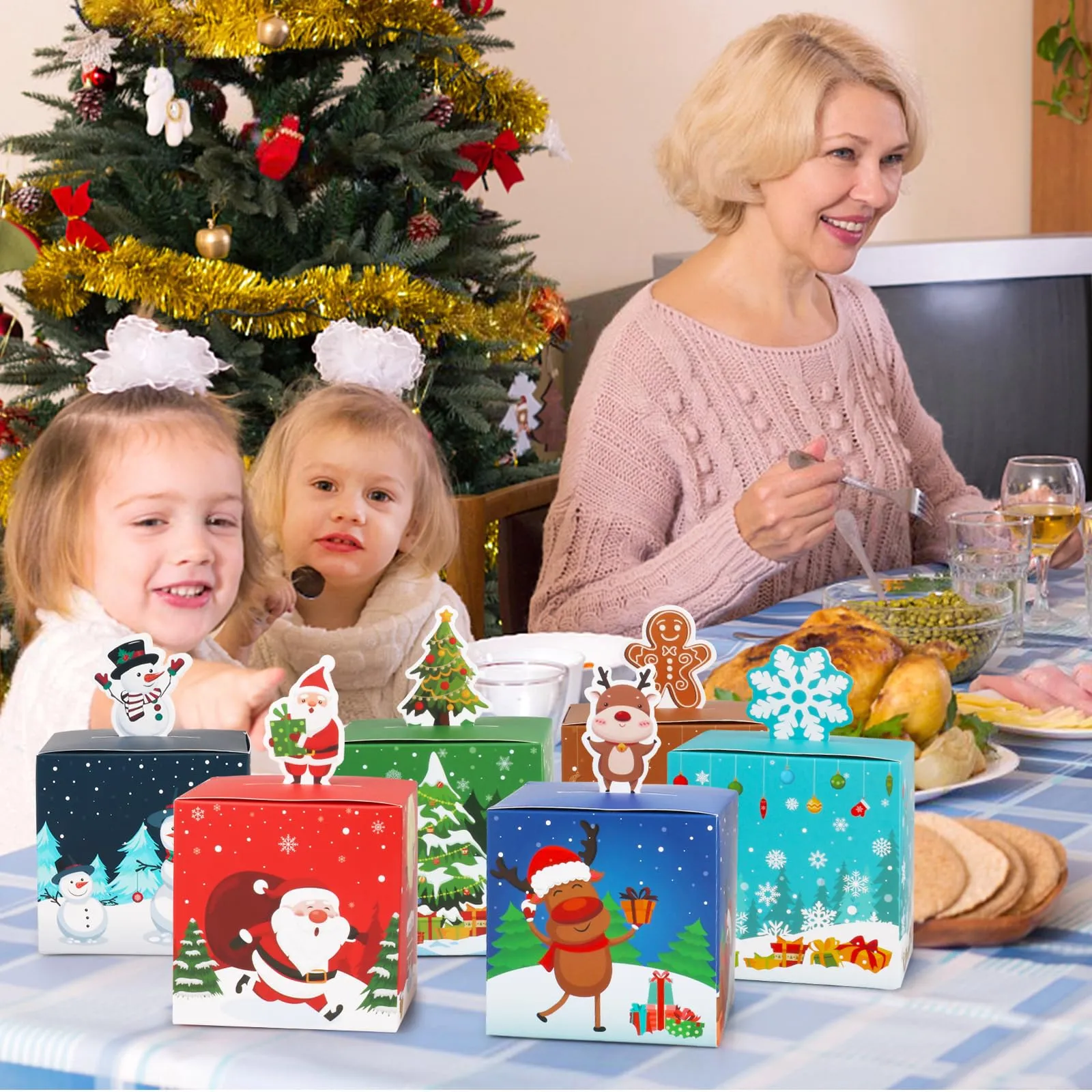Decorazioni natalizie Scatole regalo 3D Simpatico regalo di Natale Bomboniera di carta Dolcetti di caramelle Sacchetti da dessert Contenitori di biscotti per dare Drop Del Otcxe