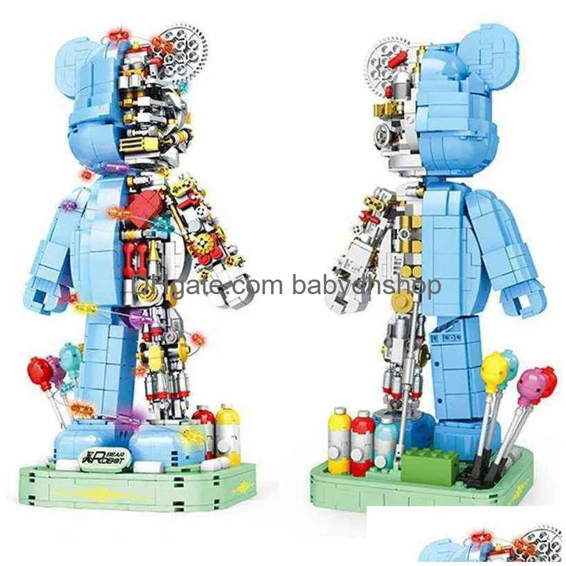 Blocos Buildmoc Ideias Técnicas Violentas Robô Urso Luz Figuras 1160 Pcs Modelo Brinquedos de Construção Para Crianças Presentes Crianças Brinquedo Tijolos G220 Dhamb