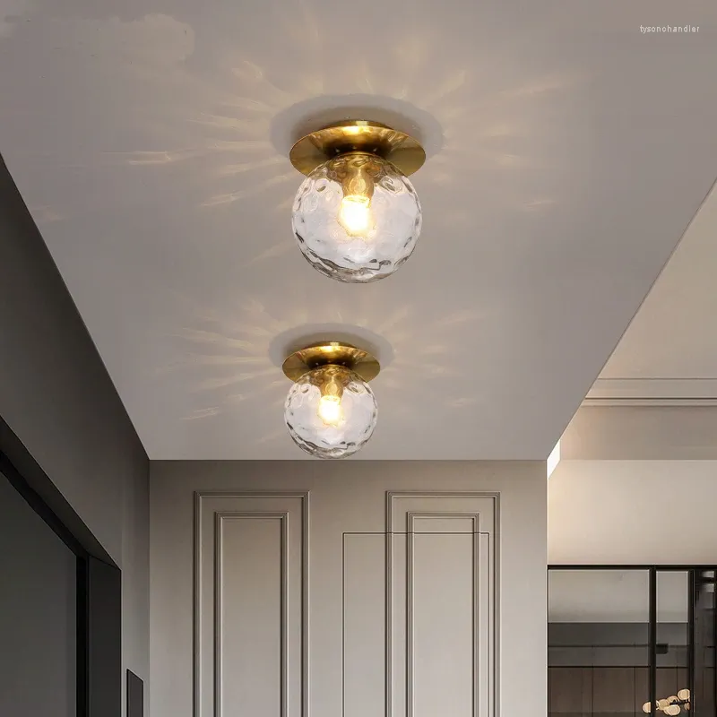 Taklampor Guld Modern E27 Minimalistisk stil för Restaurant Aisle Corridor Balcony Decoration Luxury Glass LED Light