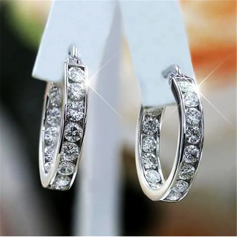 20 stylów 925 sterling silver Charm Hoop kolczyk AAAAA cyrkon biżuteria wesele kolczyki dla kobiet ślubna obietnica urodziny biżuteria