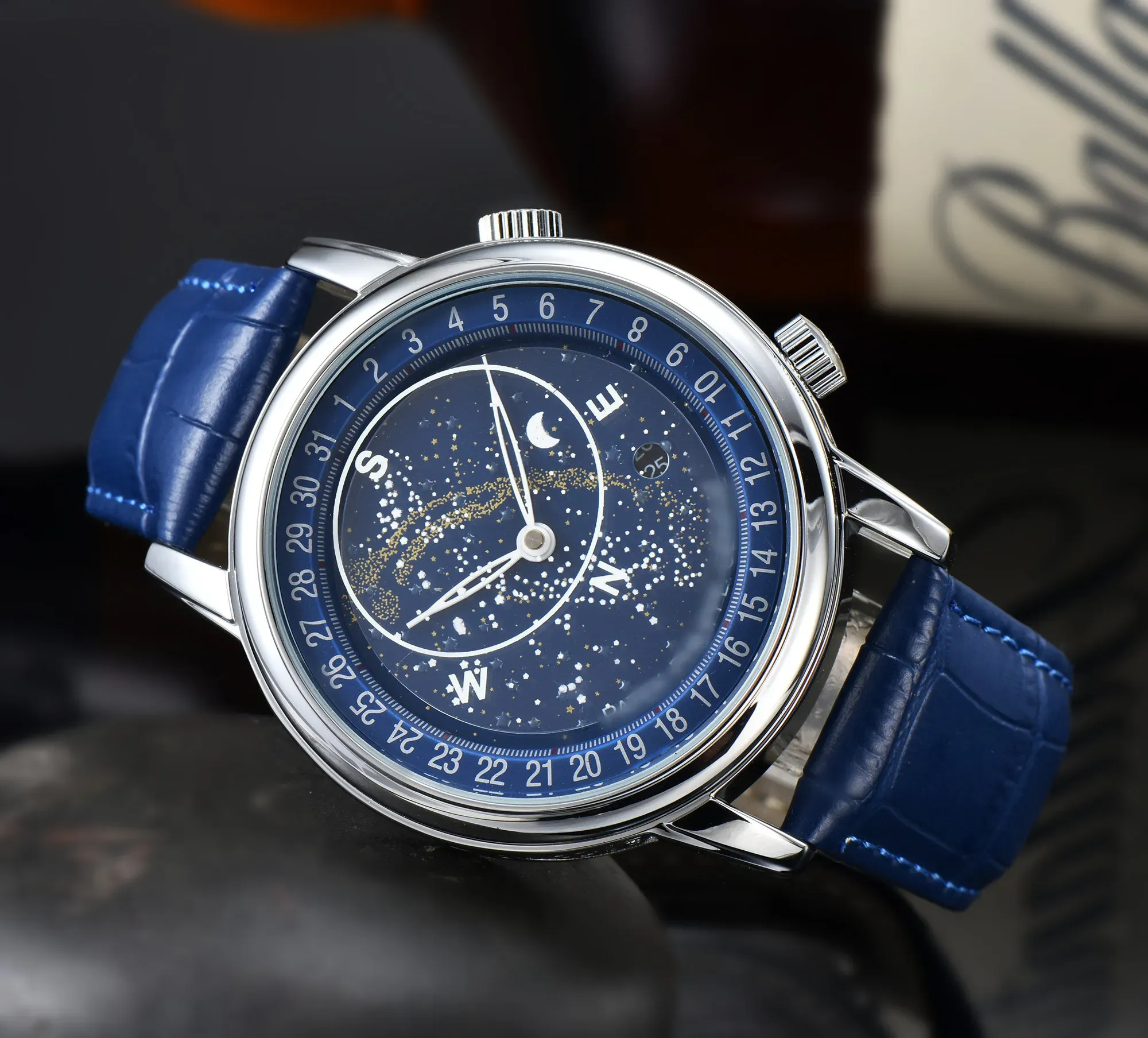 최신 남성 패션 Pateks 5102 6102 6104 손목 시계 스카이 문 위상 자동 운동 시계 남성 배경 투명 럭셔리 시계 스포츠 WA204D