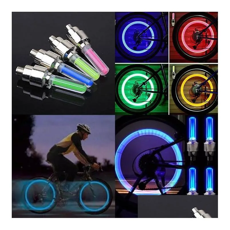 Party Favor Wheel LED Flash Light Car Tire Vae Stems Caps Cykel Motorcykel 2st Drop Leverans 202 DHKSS