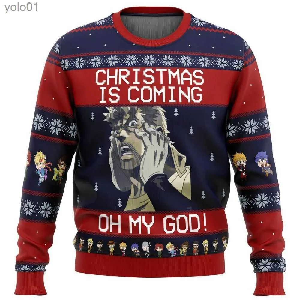 Pulls pour femmes JoJo's Bizarre Adventure Ugly Christmas Sweater Cadeau Père Noël Pull Lit pour homme Sweat-shirt 3D et 2023 Automne/Hiver TopL231107