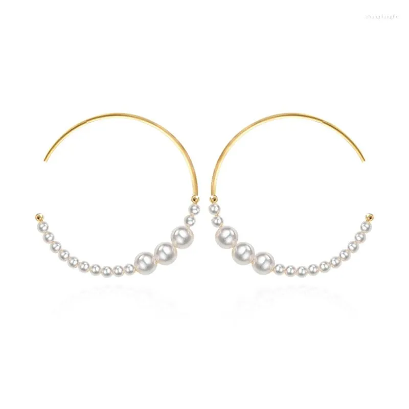 Hoop Earrings 925 Silver Tide Online Celebrity Simple Mix Small Shell Pearl Jewelry Friend Gift