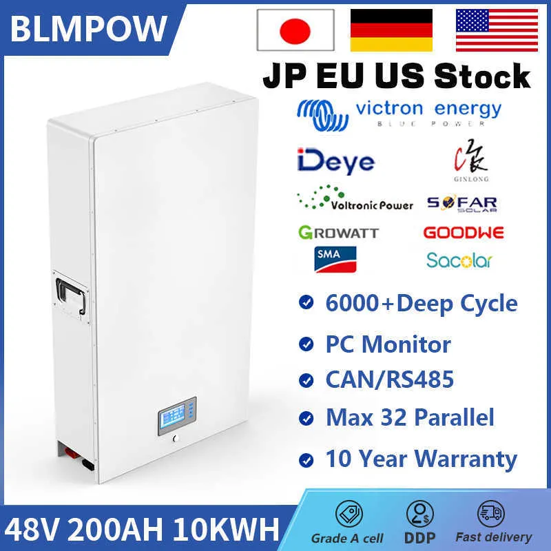 48V 200AH POWERWALL LIFEPO4 Batterij 10KWH Power Wall Can/RS485 PC Monitor 32 Parallelle 6000 Cycle Solar Lithium Ion Batterij