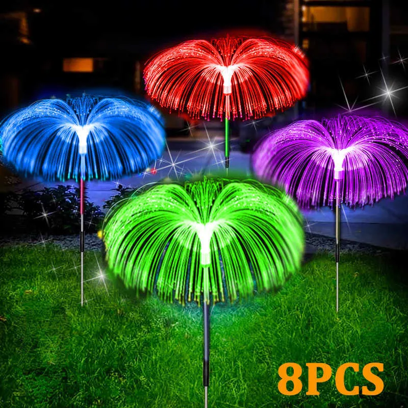 Lawn Lamps Solar Garden Lights Outdoor Waterdicht Vezel Optisch kwallen Lawn Lights Outdoor Patio Villa Yard Decor P230406