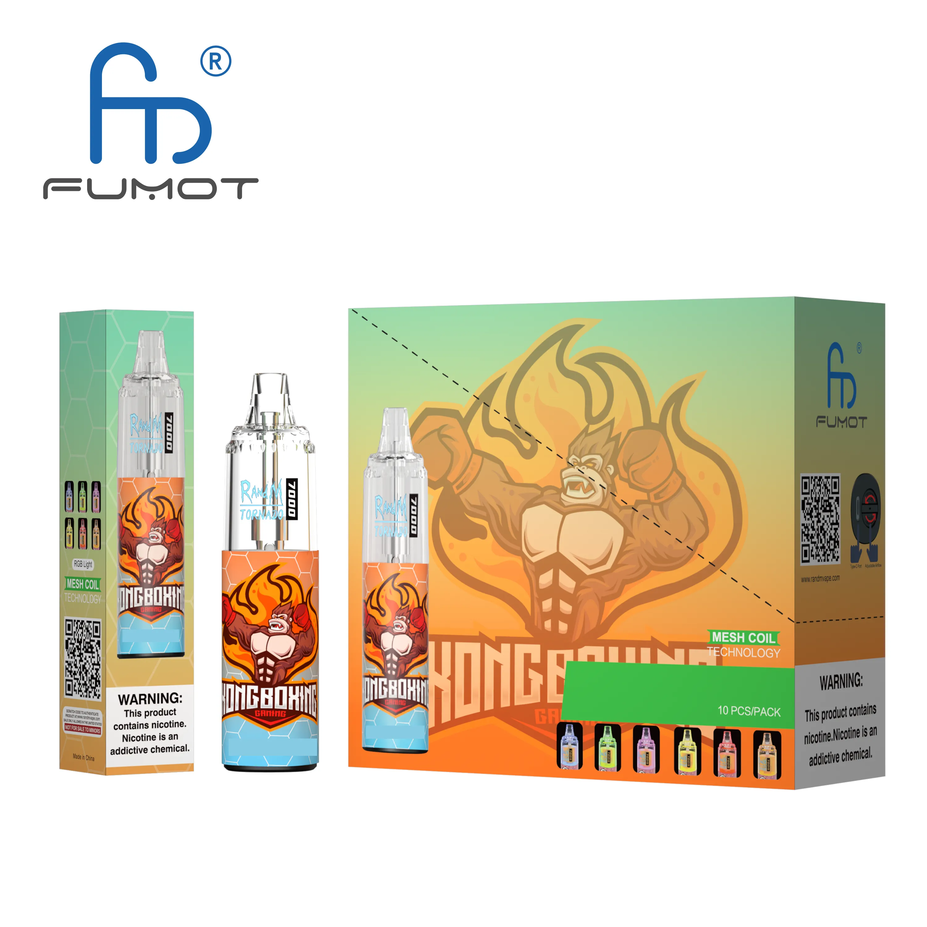 RandM Tornado 7000 Puffs Einweg Vape Stift E Zigarette 14 Ml LED Lichttank 7K