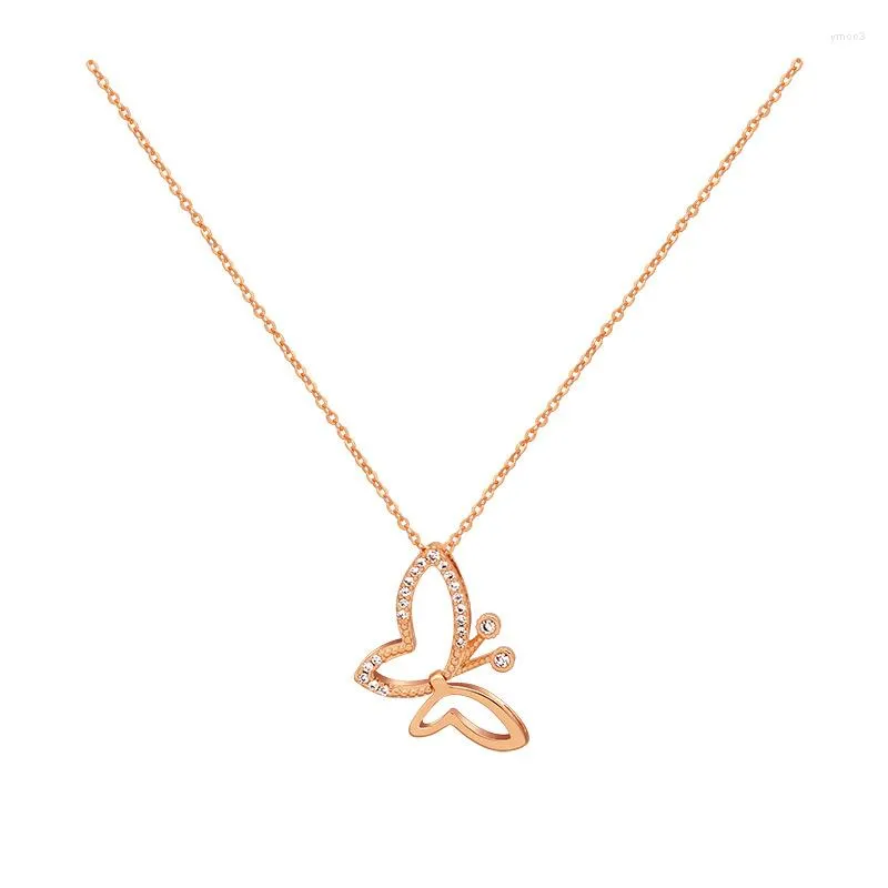 Подвесные ожерелья hainon simple crystal rose gold butterfly для женщин винтажное модное ожерелье