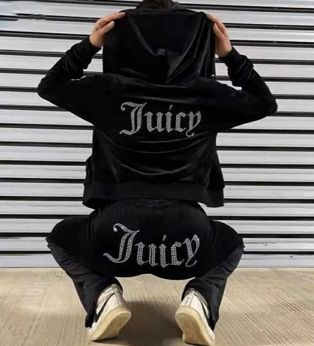 Juicy Apple Dames sportkleding fluweel naaien tweedelig joggingpak sweatshirt Met hoodie broek groothandel FTRD 75PW