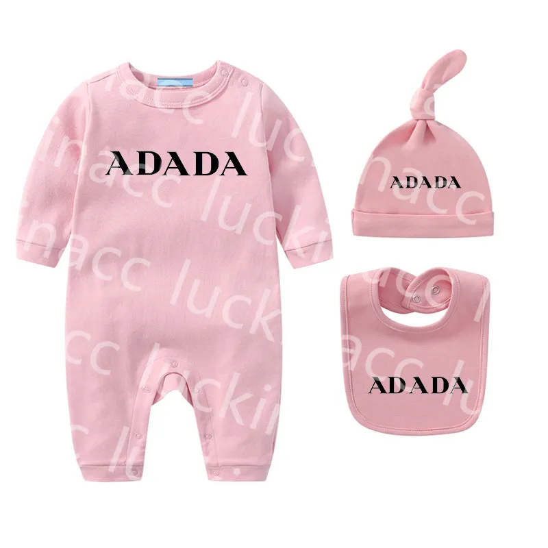 Designer recém-nascido macacões marca de luxo bebê bodysuit bonnet babadores conjunto 100% algodão bodysuits meninos meninas roupas macacão infantil onesie