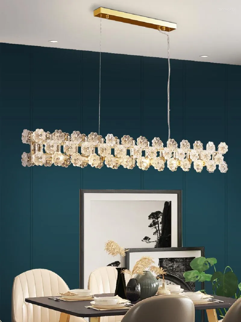 Chandeliers Deluxe Crystal Restaurant Nordic Modern Creative Glass Floral Shape Family Design Lâmpadas Luzes